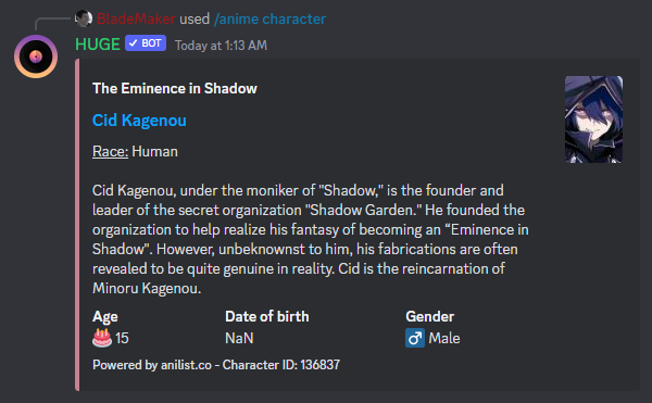 Character Search Result